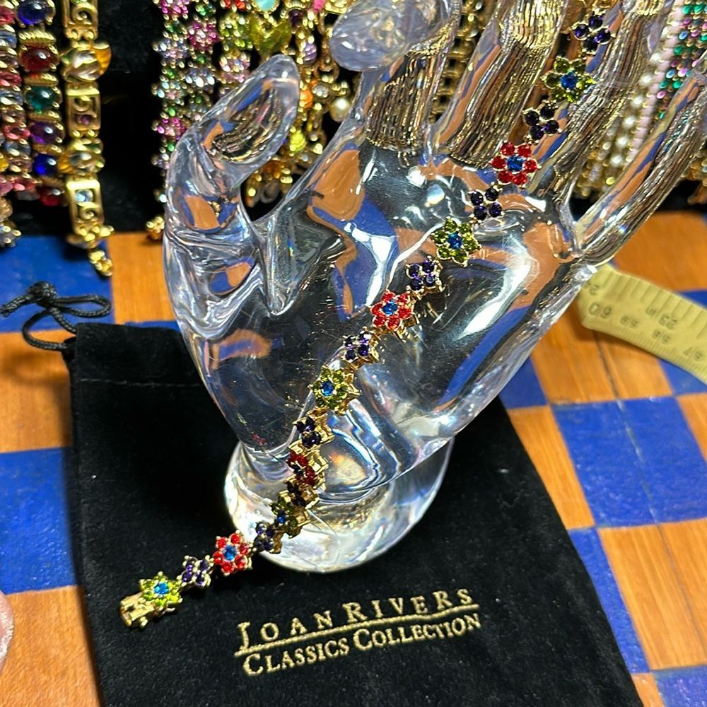 JOAN RIVERS Multicolor Crystal Flower Goldtone Bracelet